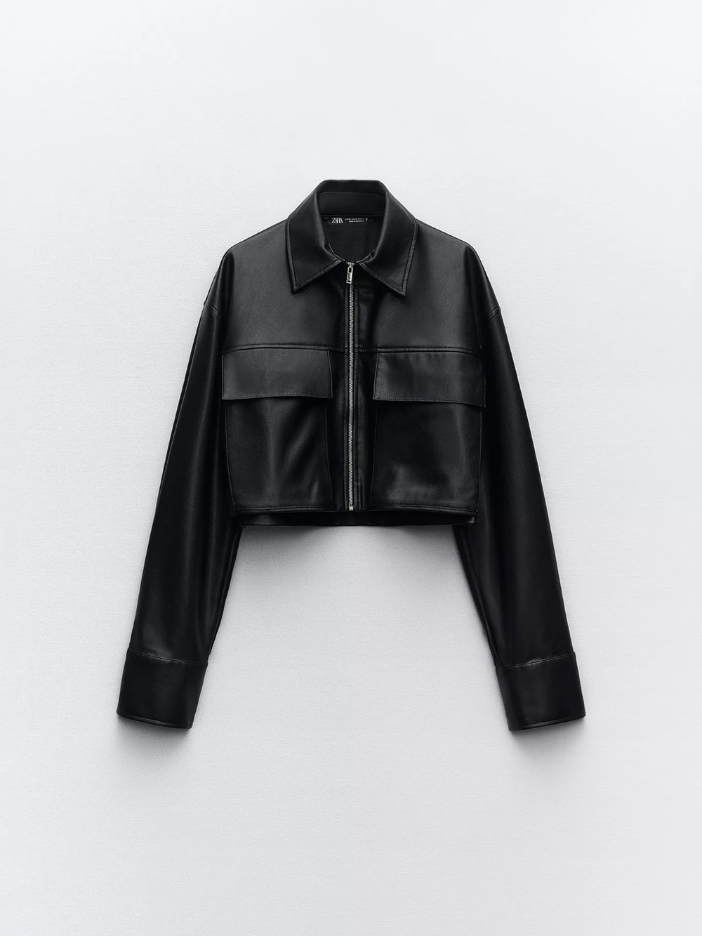 Faux Leather Cropped Shirt